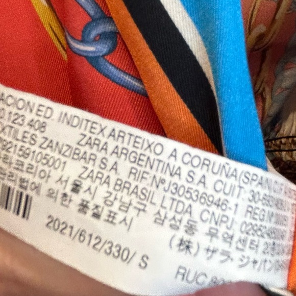 Zara Blogger Fav Chain Print Scarf Print Long Sleeve Midi Shirt Dress Orange - Picture 12 of 13